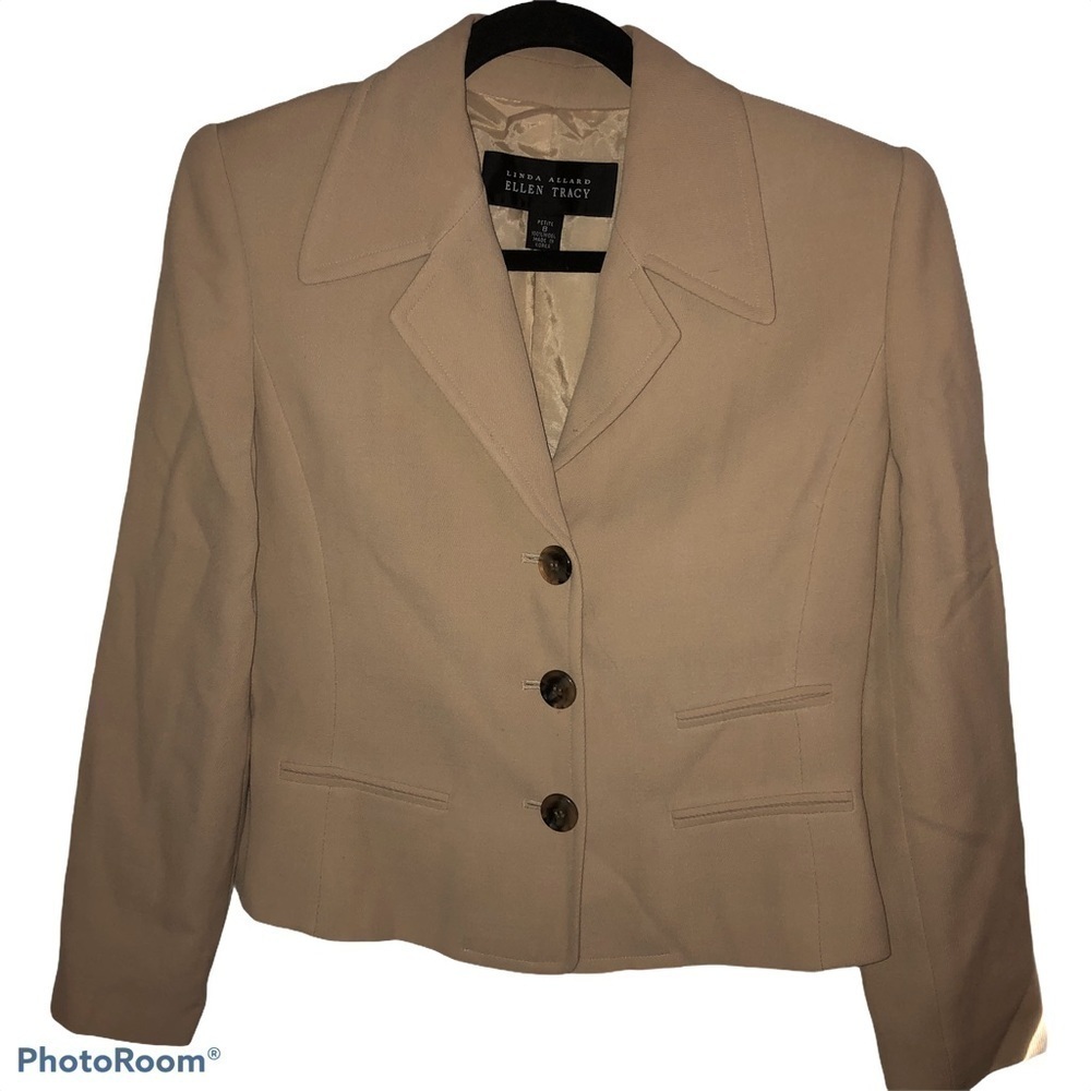 Linda Allard Ellen Tracy 100% Wool 3 Button Blazer